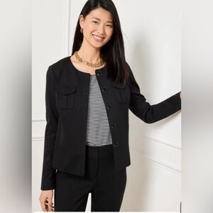 TALBOTS‎ Black Luxe Ponte Collarless Jacket